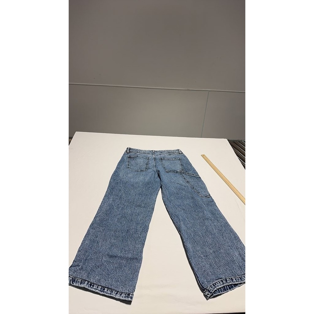 Rewash Wide Leg Denim Jeans Blue Relaxed Fit Carpenter Utility Size 7